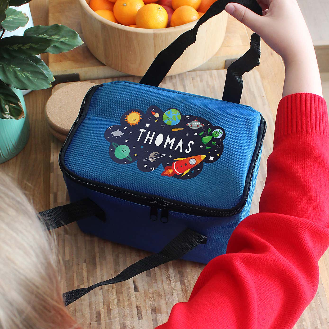 Personalised Blue Space Lunch Bag