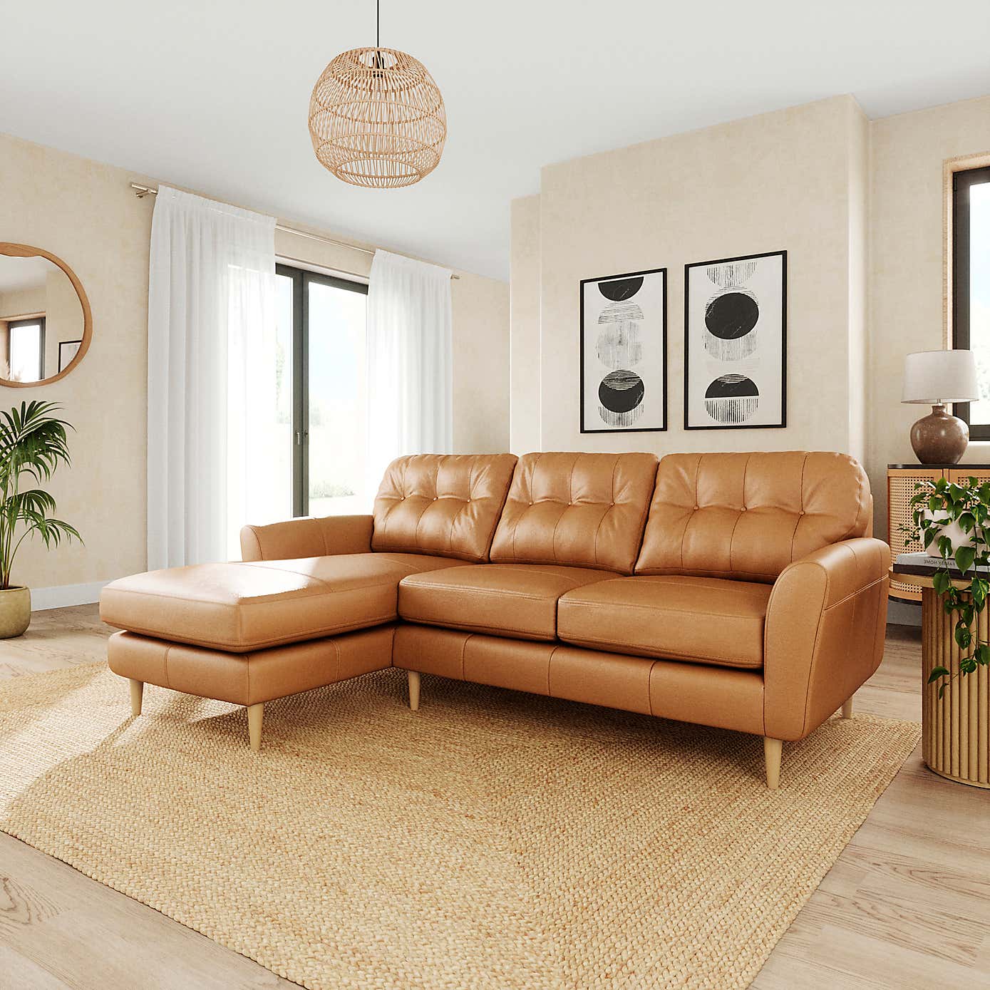 Sven Vintage Leather Large Corner Chaise Sofa