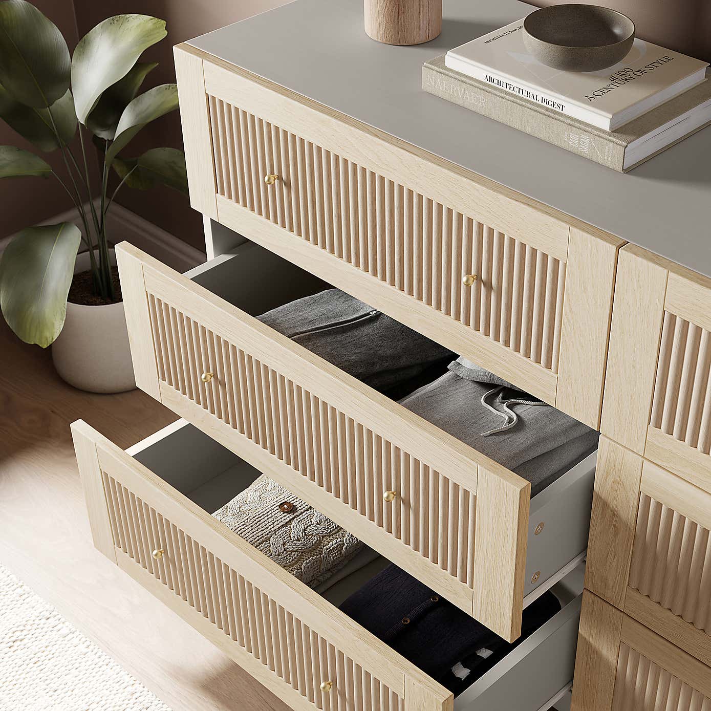 Maeva 6 Drawer Chest, Light Oak Effect