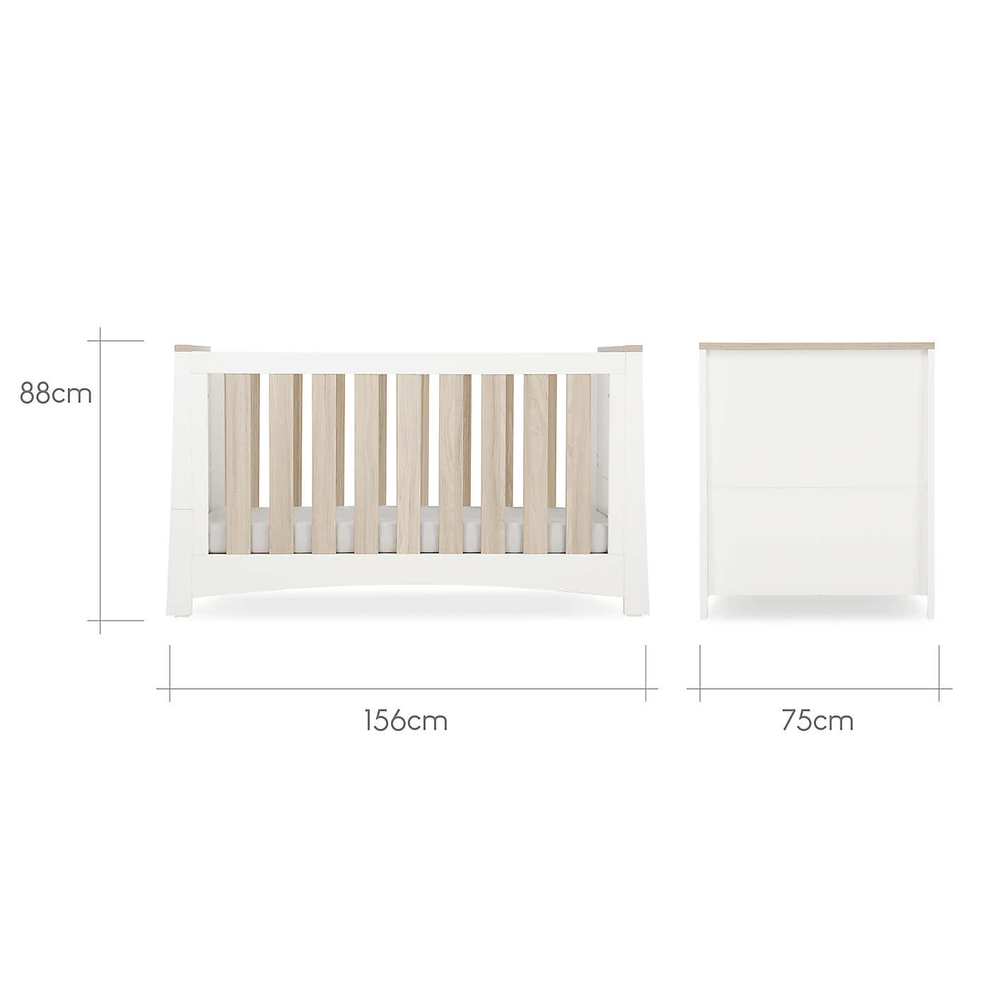CuddleCo Ada Cot Bed, White Ash
