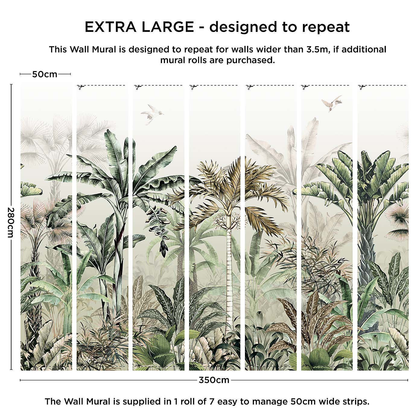 Tropical Oasis Sage Green Mural