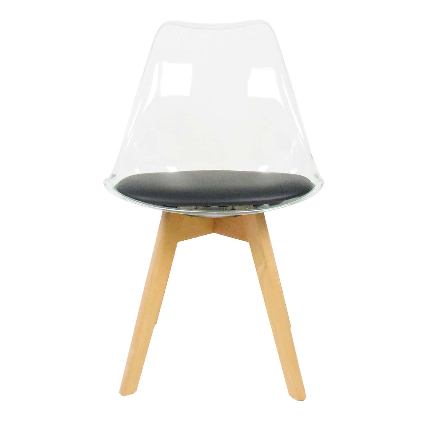 Fusion Living Soho Clear Plastic Dining Chair with Squared Legs