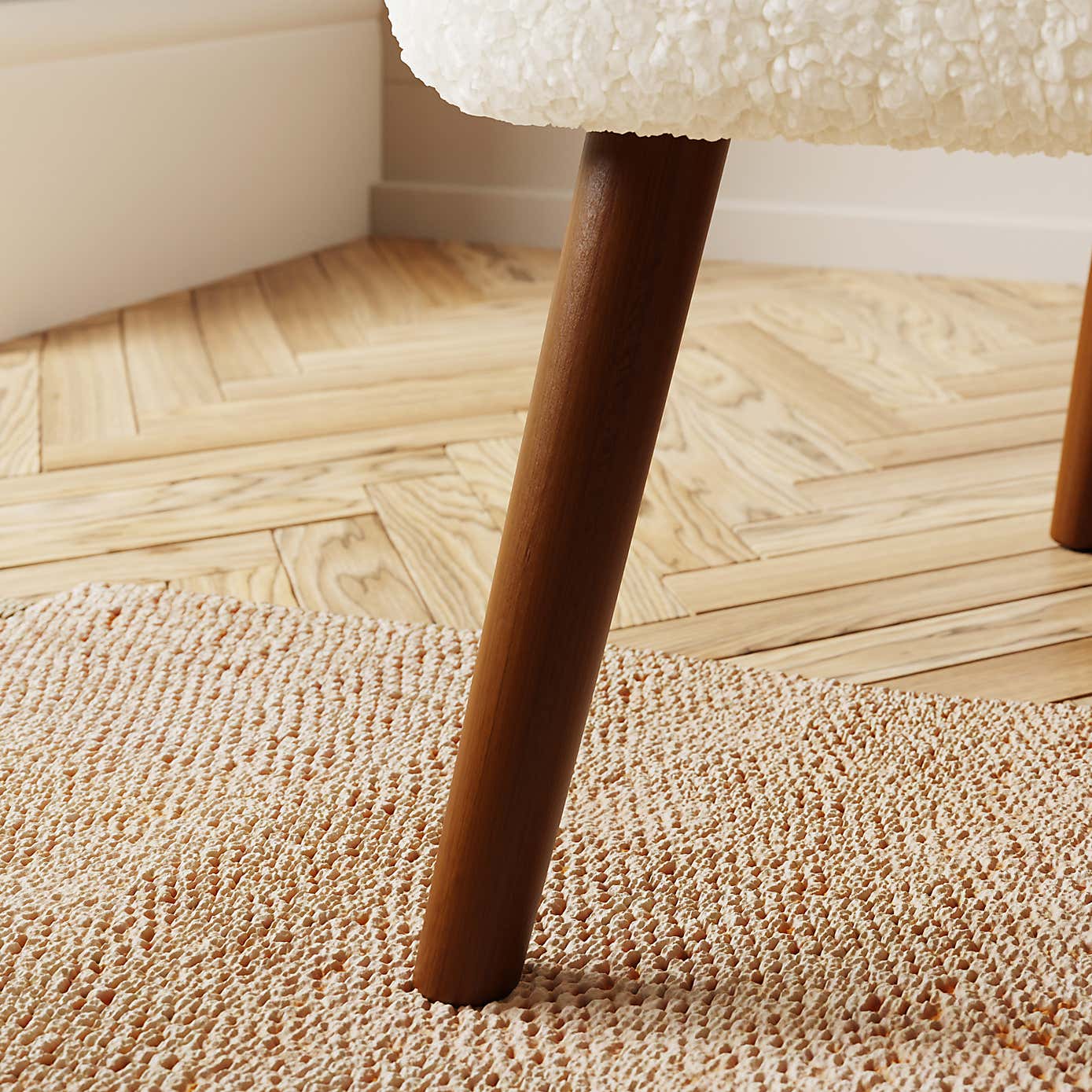 Eliza Ivory Borg Wooden Arm Cocktail Chair