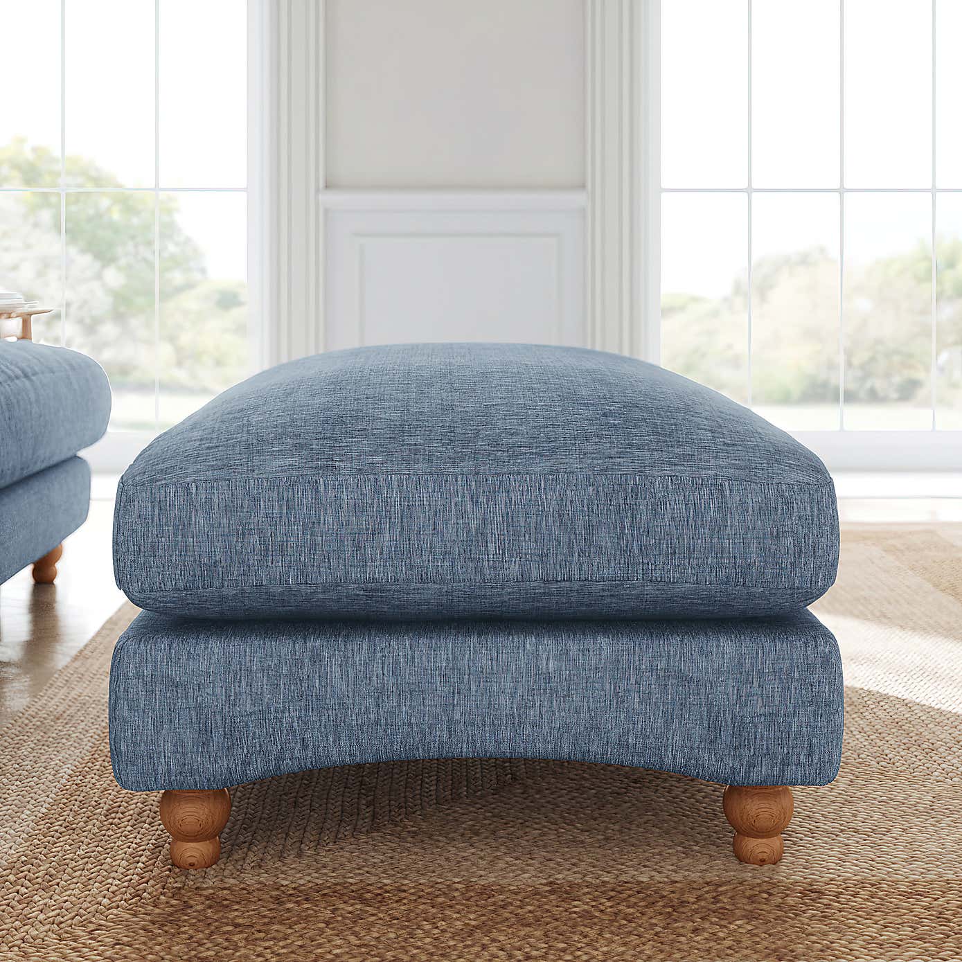 Martha Slub Faux Linen Footstool