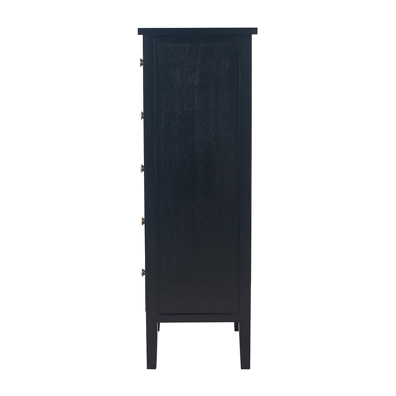 Pacific Chelmsford 5 Drawer Chest, Black Painted Pine