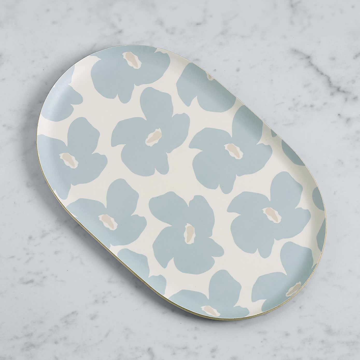 Eloise Blue Plywood Tray Oval