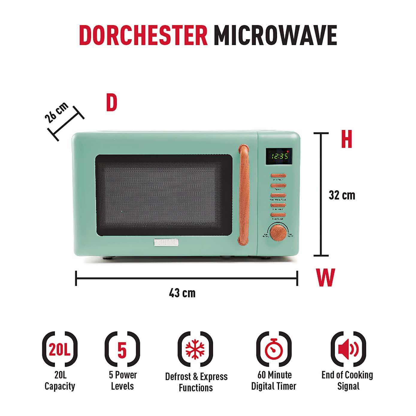 Haden Dorchester 20L 800W Microwave