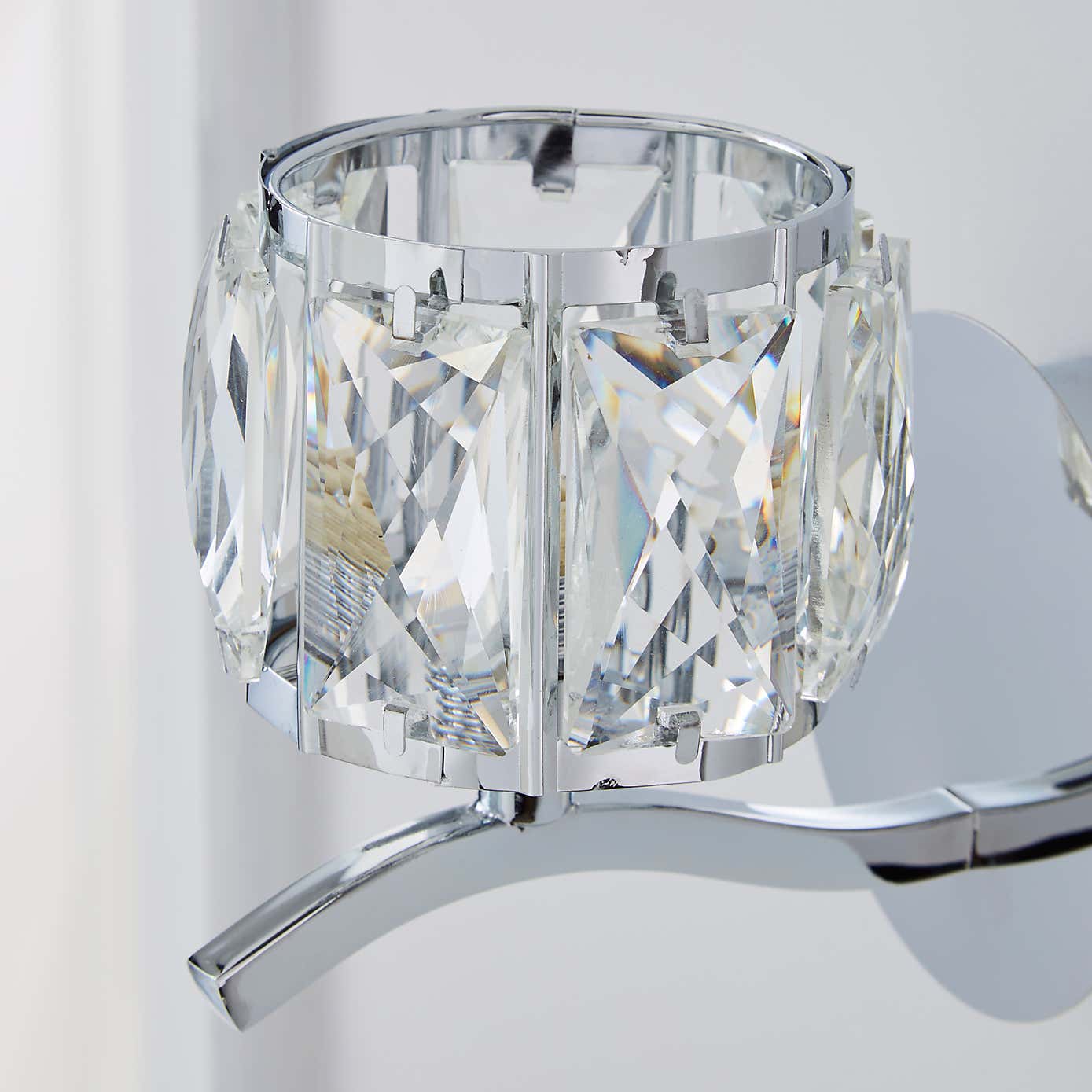 Kleio Glass Chrome Wall Light Twin Pack