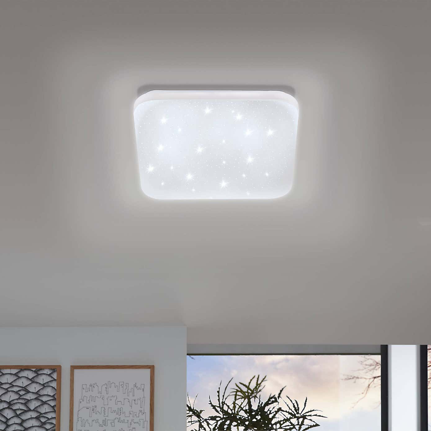 EGLO Frania-S 33cm LED Square Crystal effect Wall and Ceiling Light