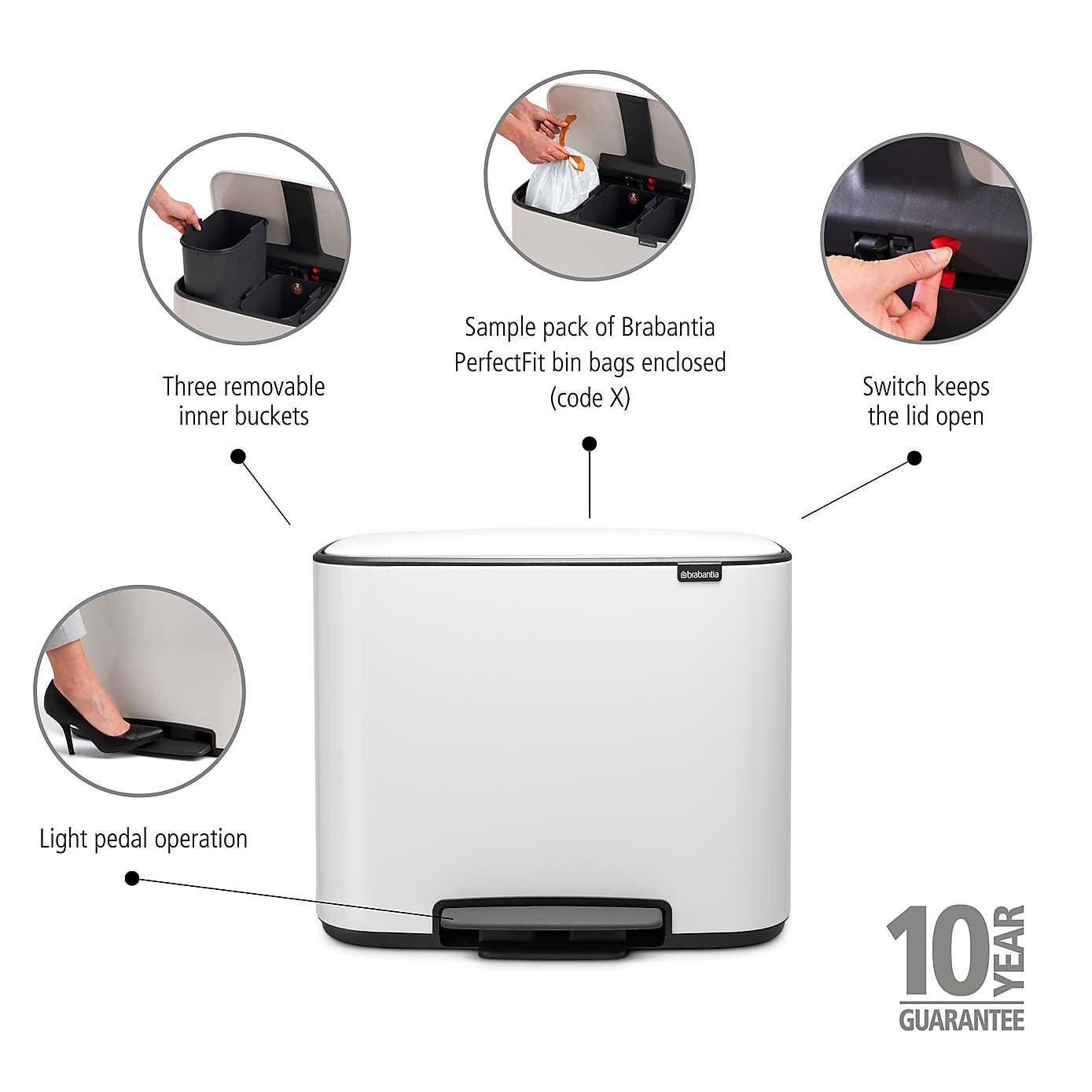 Brabantia Bo 3 x 11L Pedal Bin