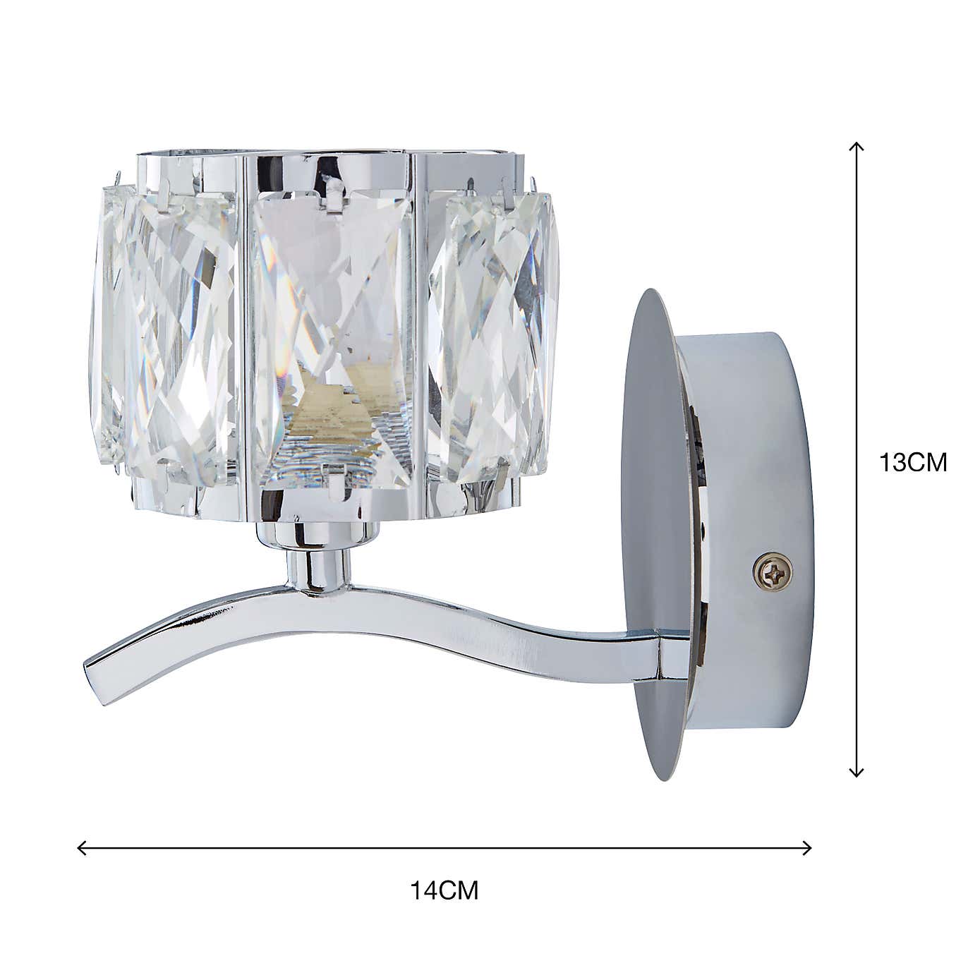 Kleio Glass Chrome Wall Light Twin Pack