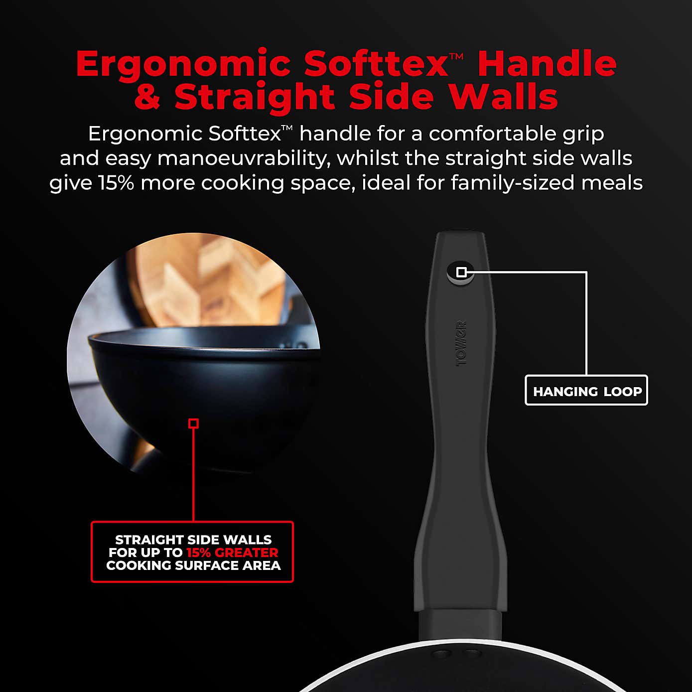 Tower Smart Start Non-Stick Forged Aluminium Wok, 28cm