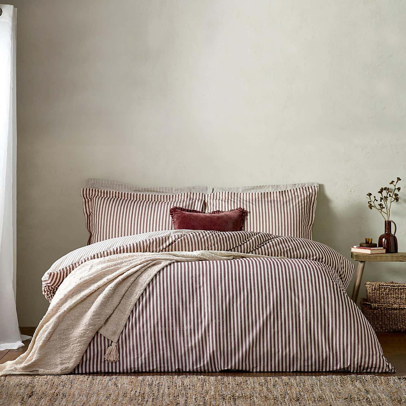 The Linen Yard Hebden Reversible 100% Cotton Duvet Cover & Pillowcase Set