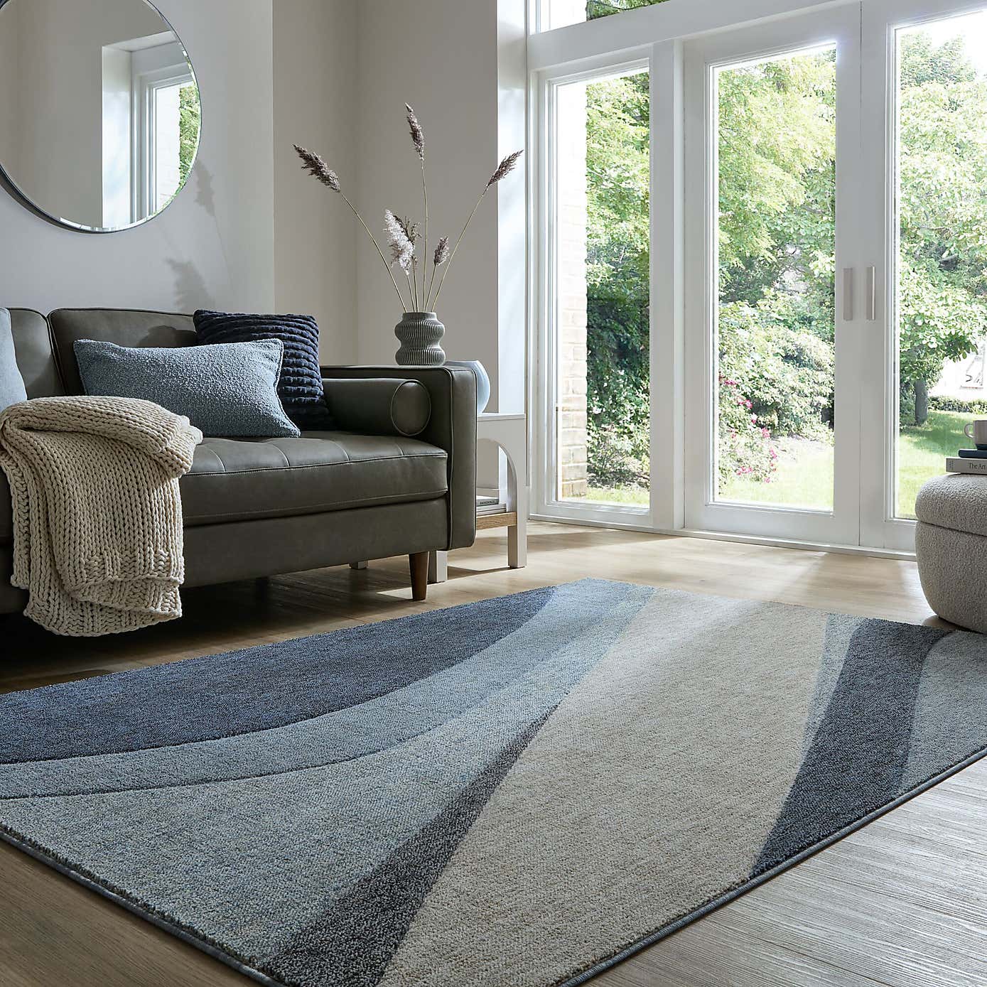 Wave Abstract Carved Rug