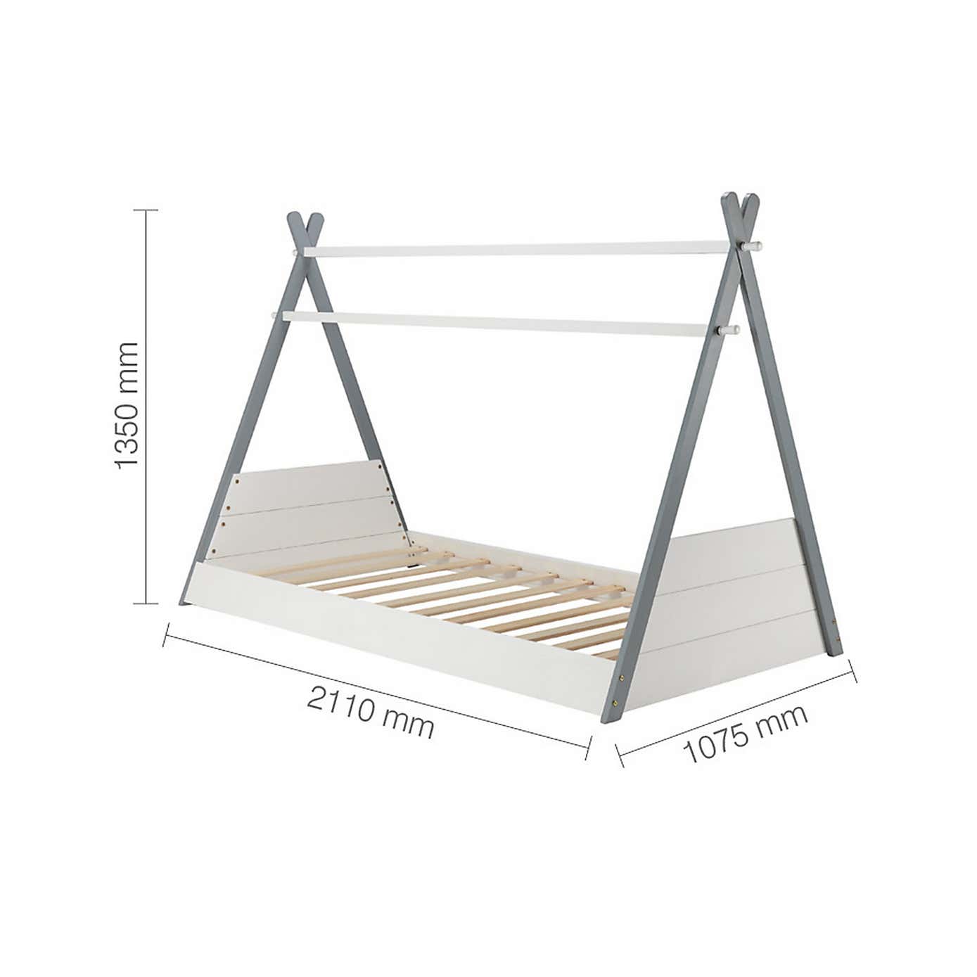 Teepee Bed White & Grey Single