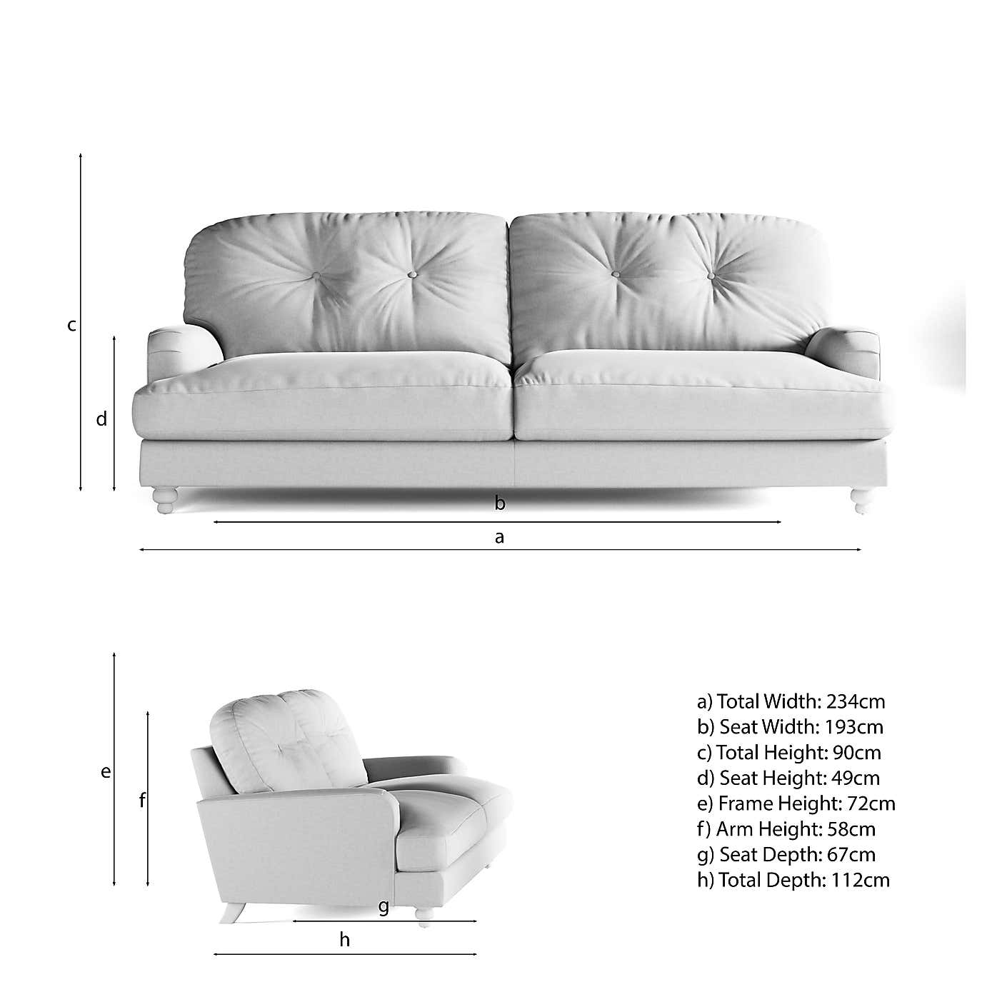 Martha Slub Faux Linen 4 Seater Sofa