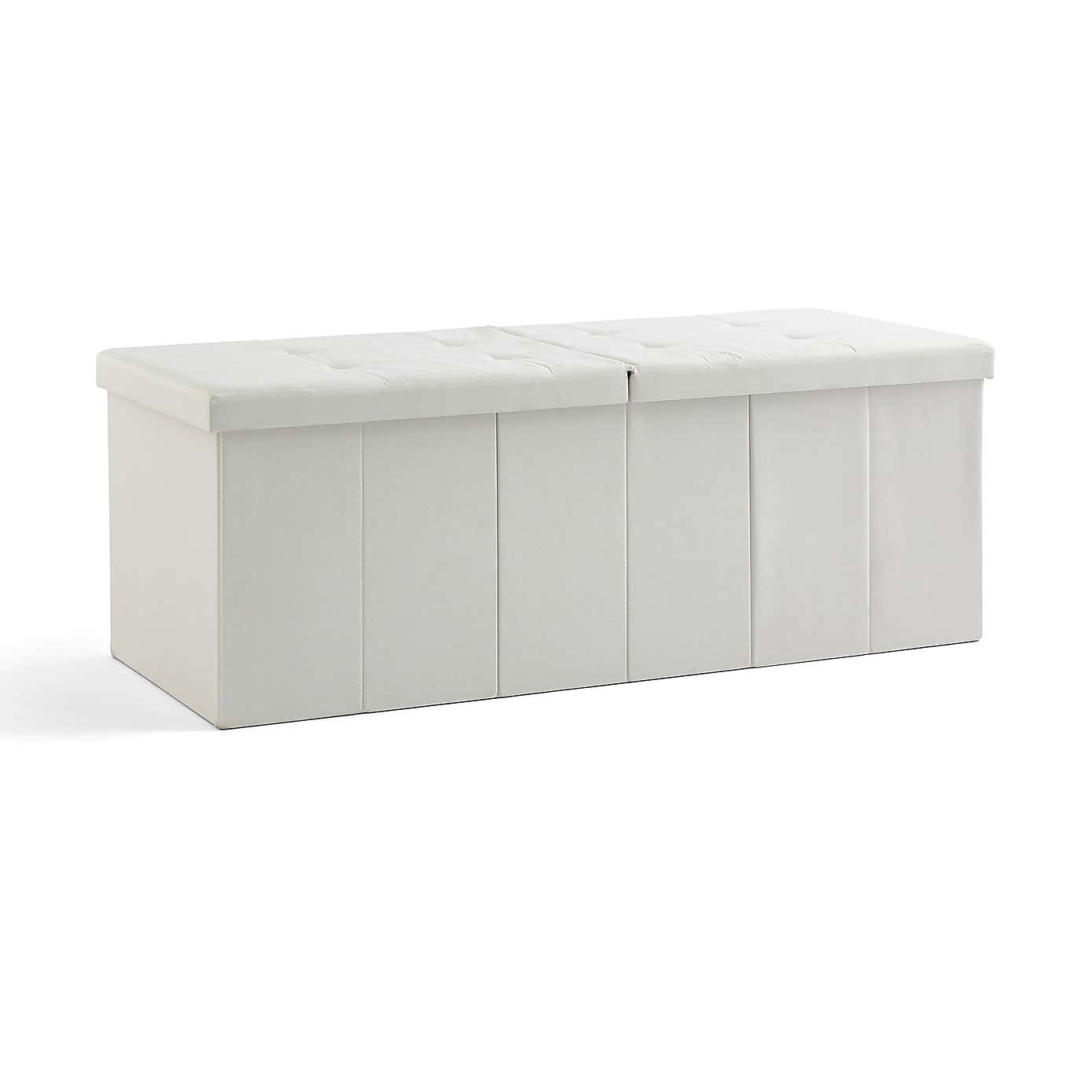 Faux Linen Bed End Ottoman