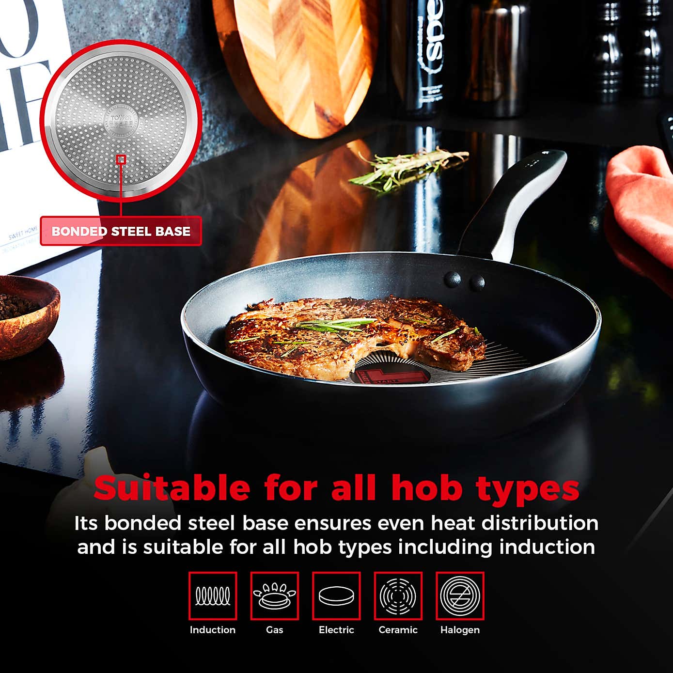 Tower Smart Start Gourmet Non-Stick Aluminium Frying Pan, 28cm