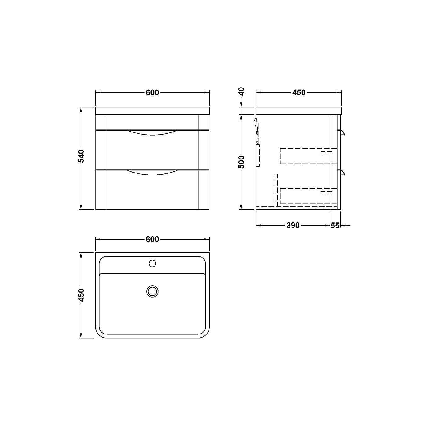 Parade Wall Mounted Vanity Unit with Polymarble Basin
