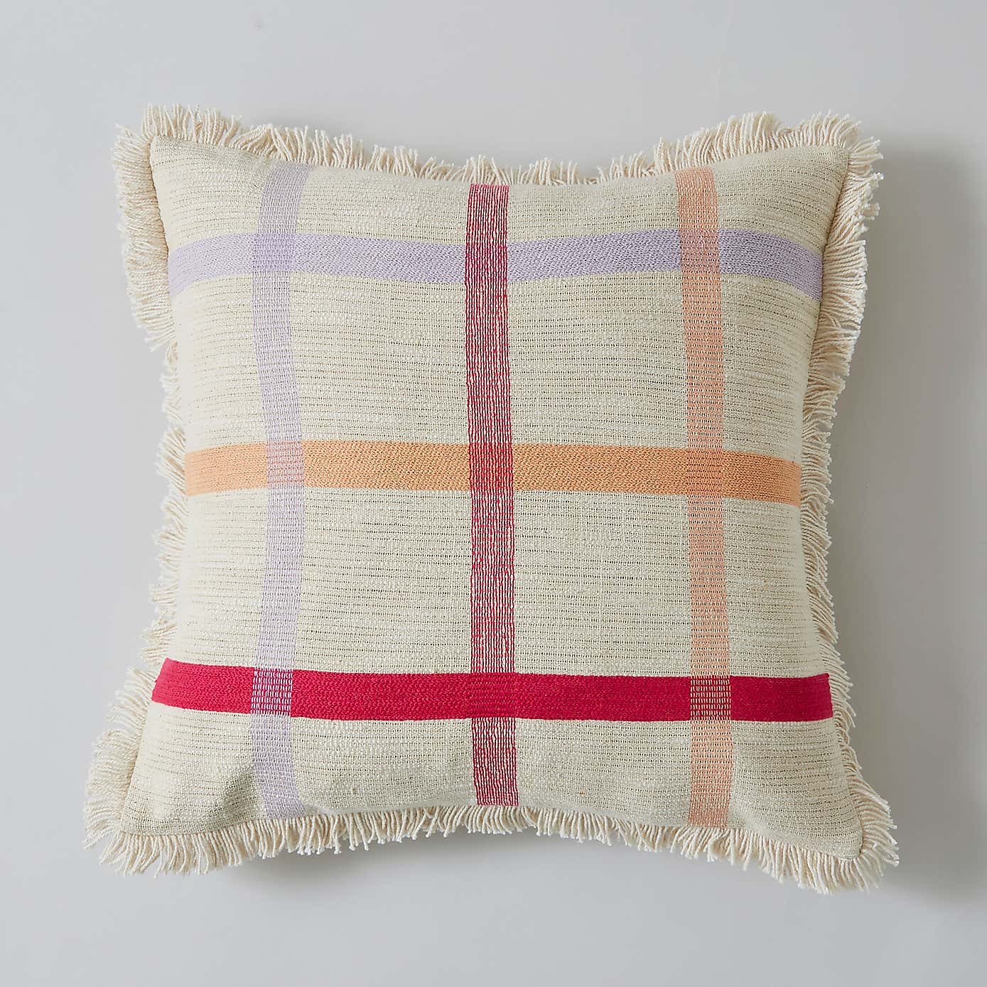 Woven Check Cotton Square Cushion