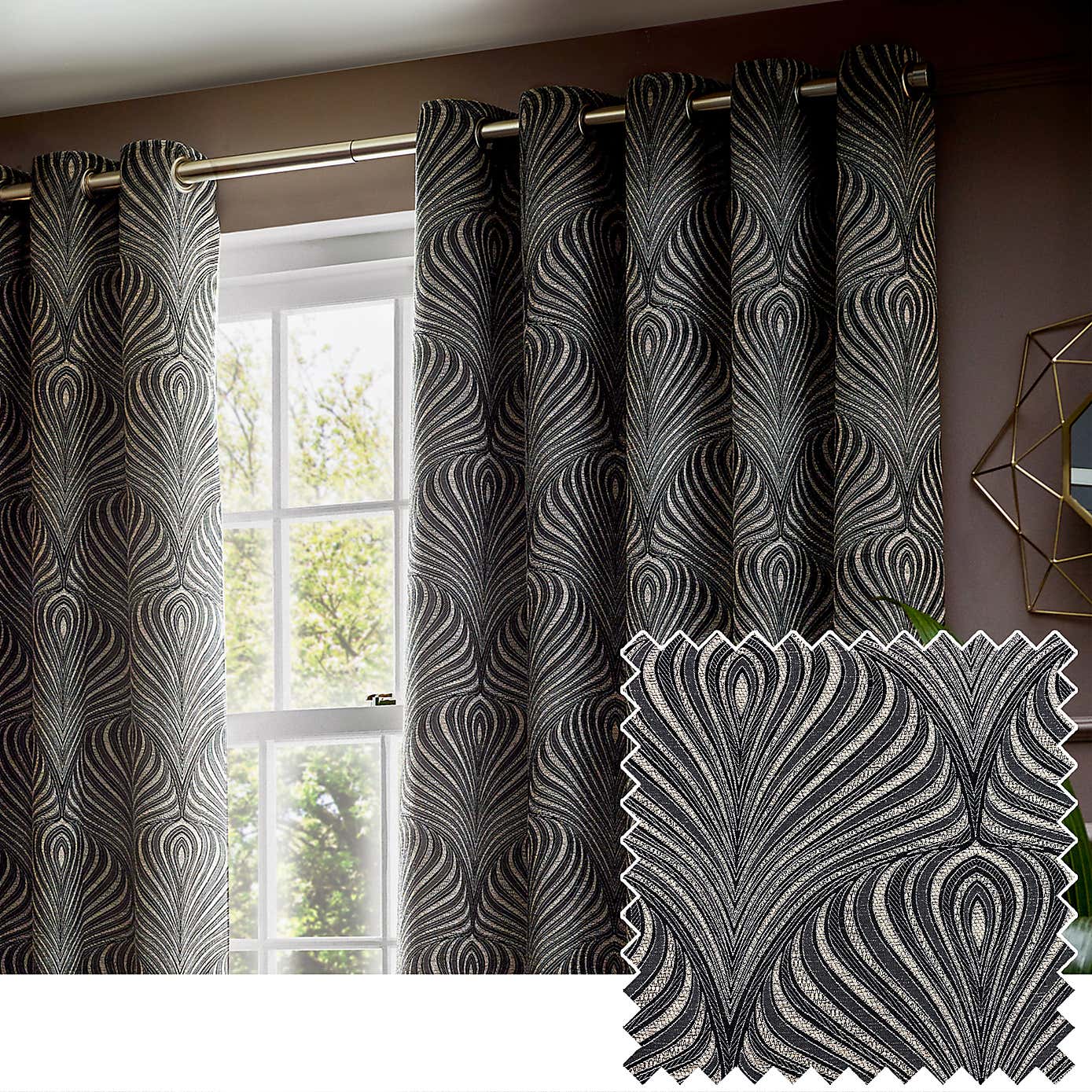 Gatsby Black Eyelet Curtains