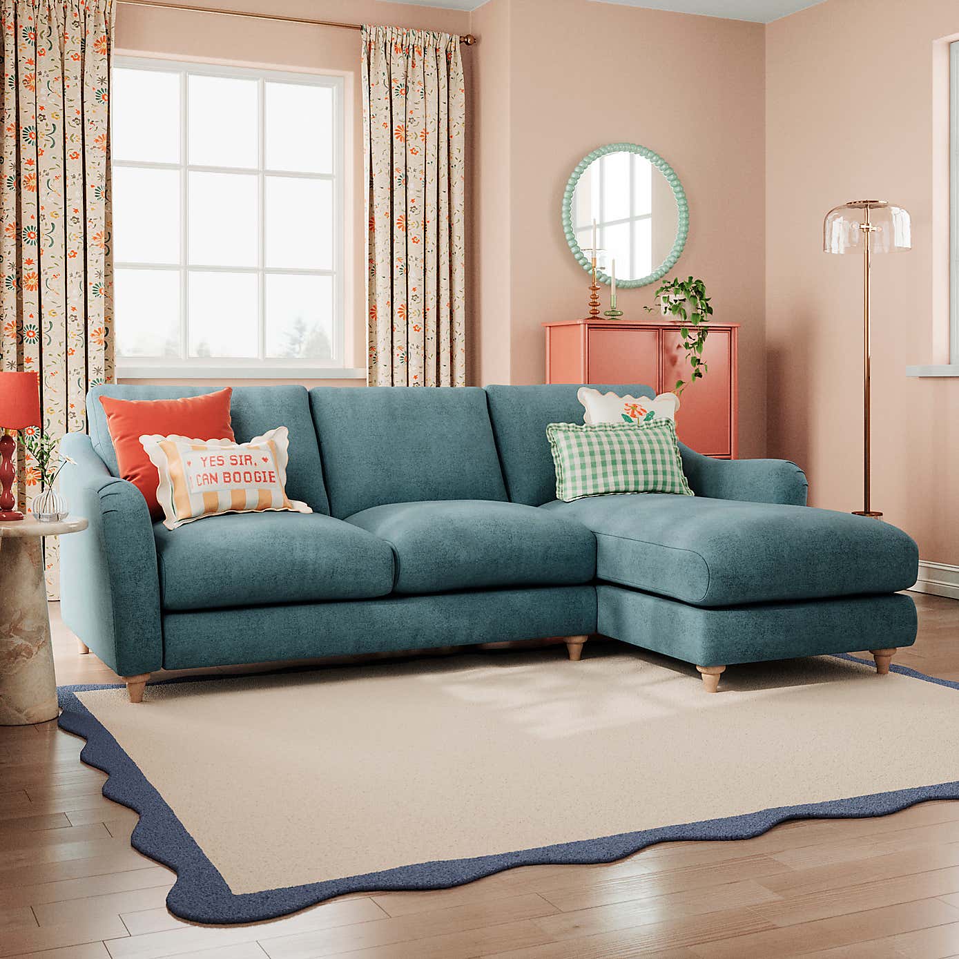 Hattie Tonal Plush Chenille Corner Chaise Sofa