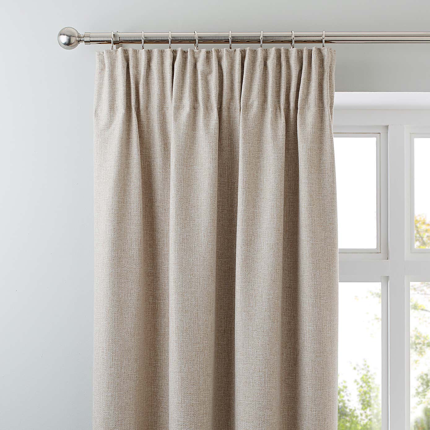 Jennings Natural Thermal Pencil Pleat Curtains