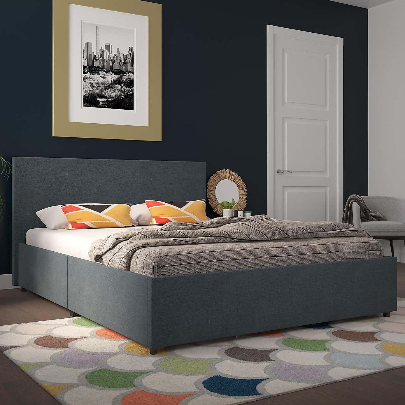 Novogratz Kelly Linen 4 Drawer Bed