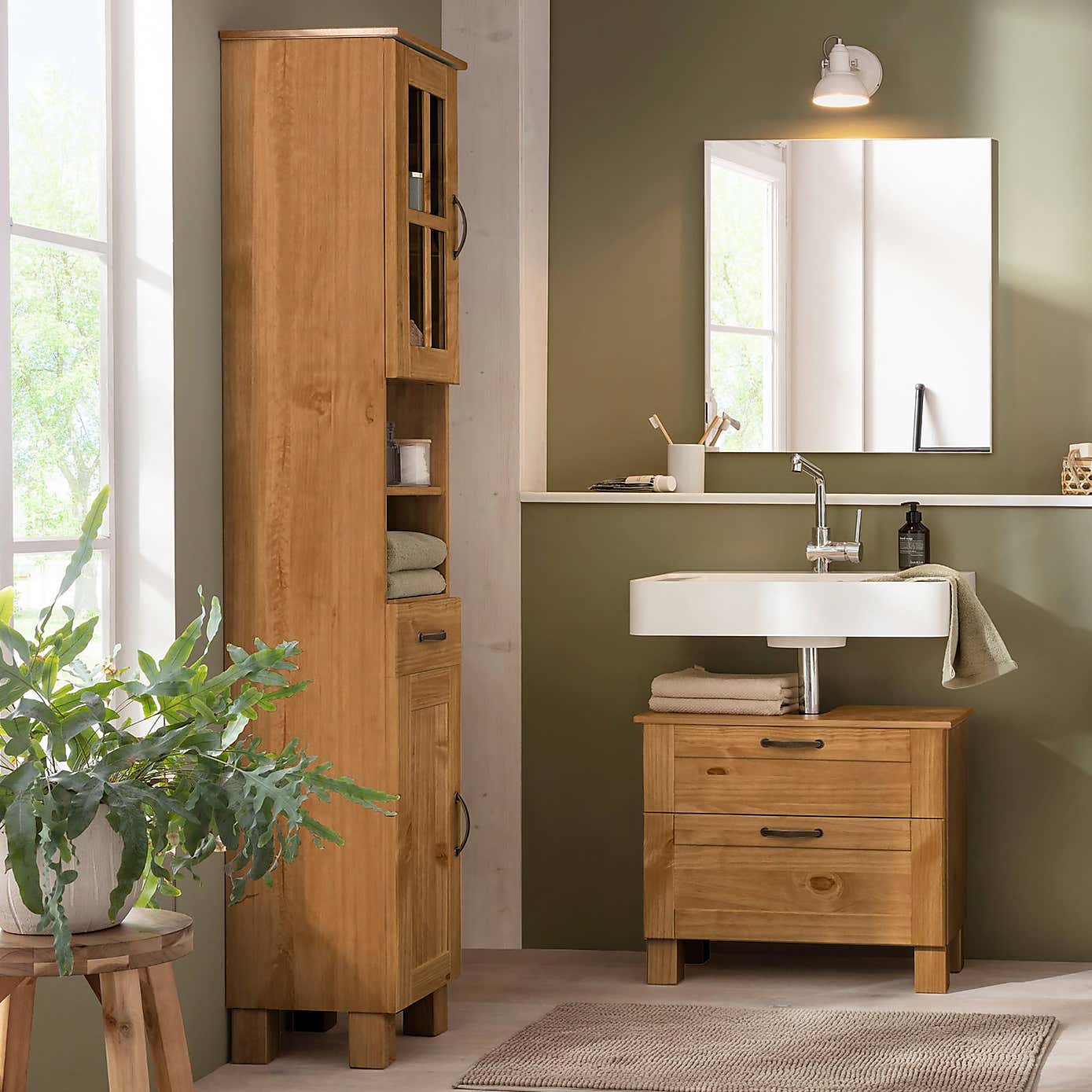 Harlow Tall Bathroom Unit, Oak Effect