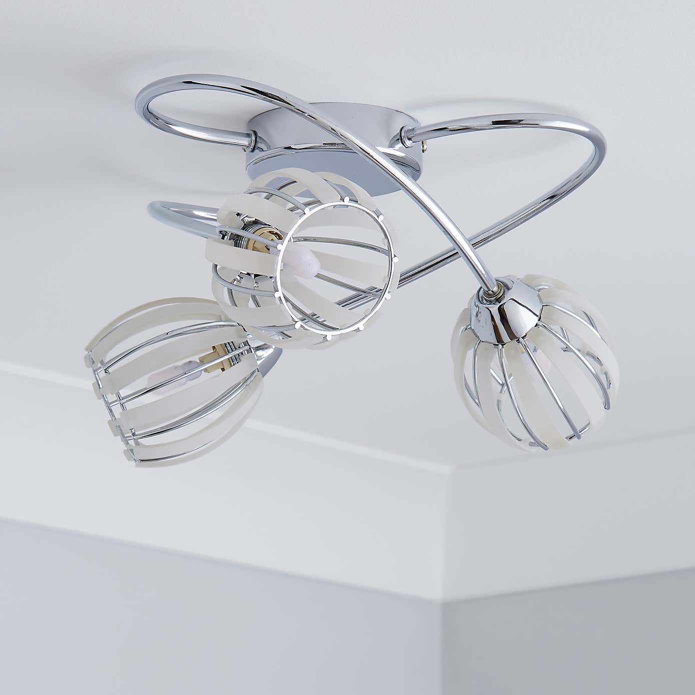 Rosa 3 Light Chrome Semi-Flush Ceiling Fitting