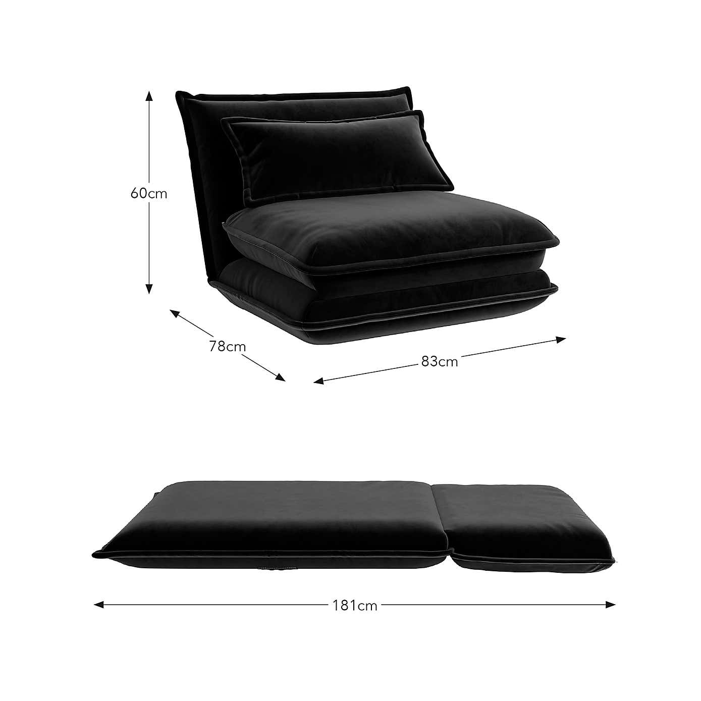 Jackson Velvet Foldable Single Sofa Bed