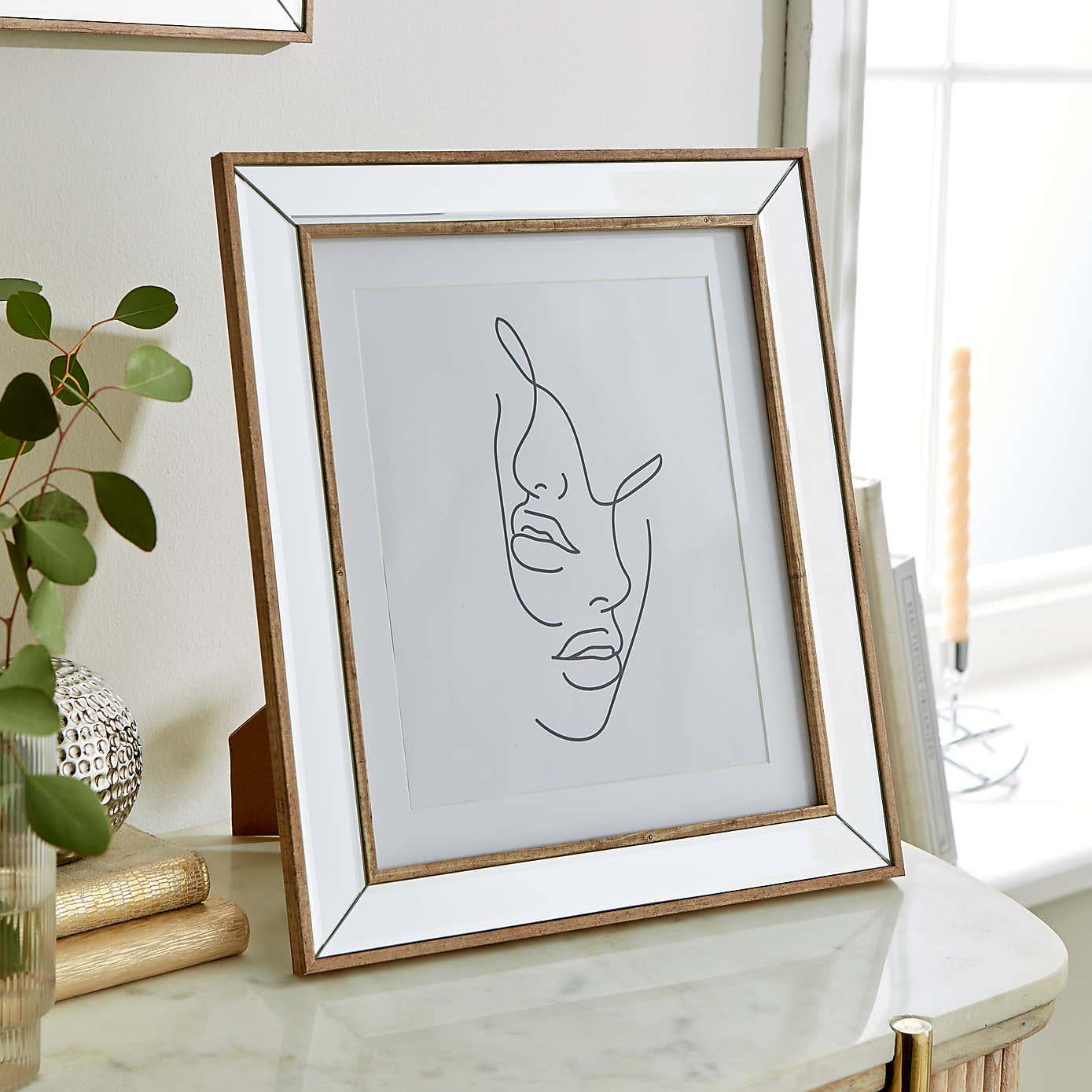 Mirror and Wood Effect Photo Frame