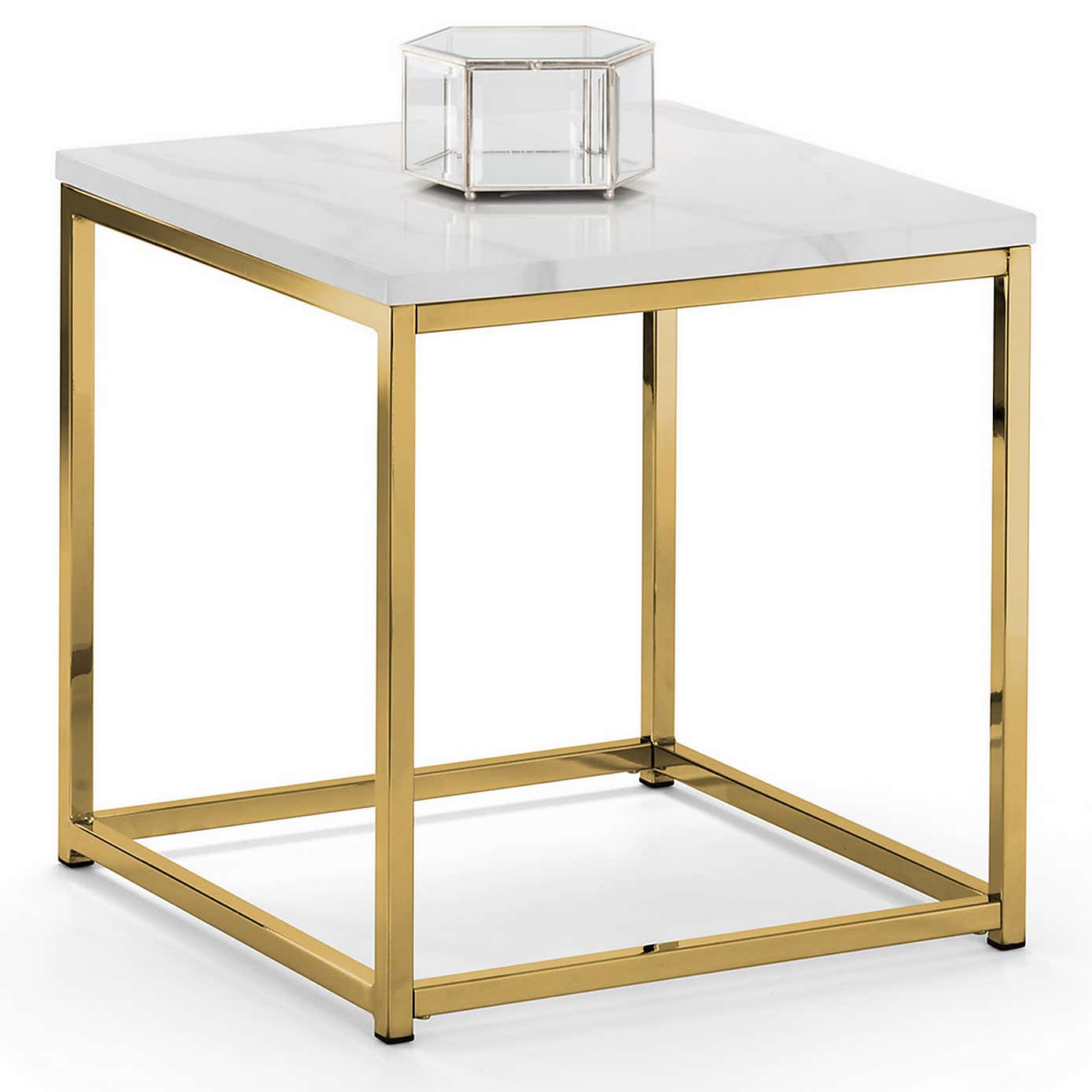 Scala Marble Effect Gold Lamp Table