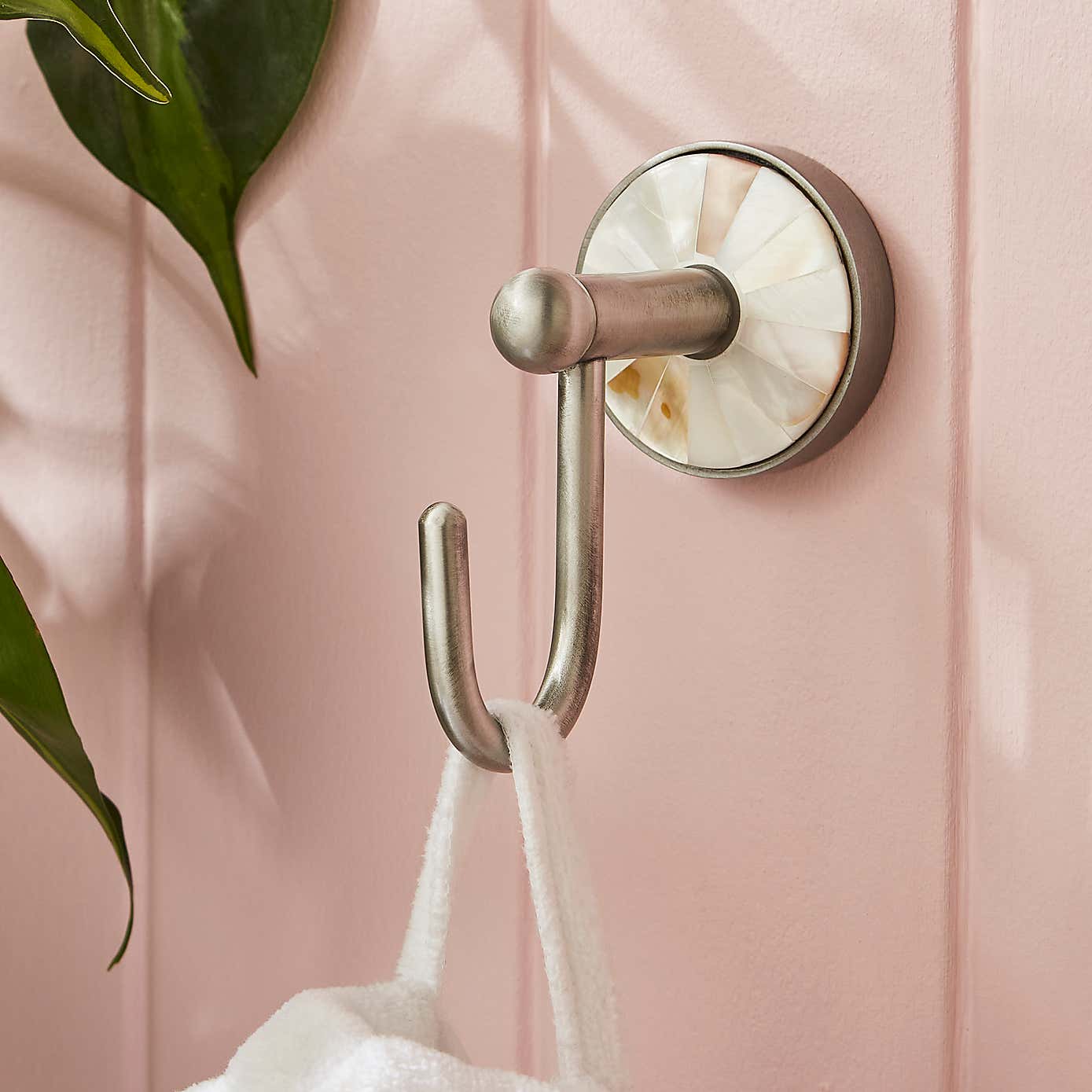 Mother of Pearl Brushed Chrome Towel Hook