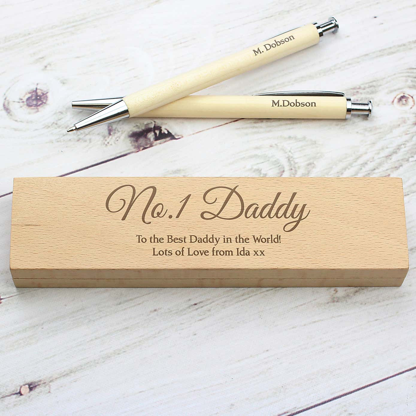 Personalised Any Message Wooden Pen and Pencil Box Set