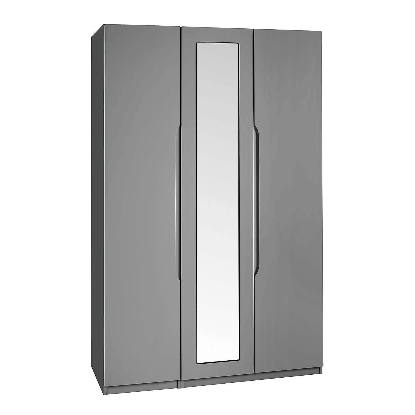 Legato Grey 3 Door Mirrored Wardrobe
