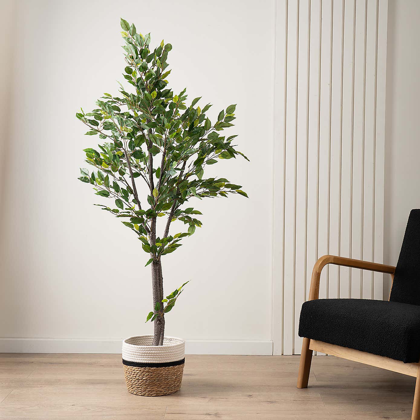 Artificial Mini Ficus Tree in Black Plant Pot