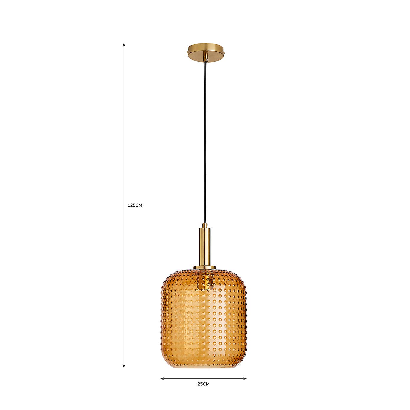 Amber Retro 1 Light Pendant Ceiling Fitting