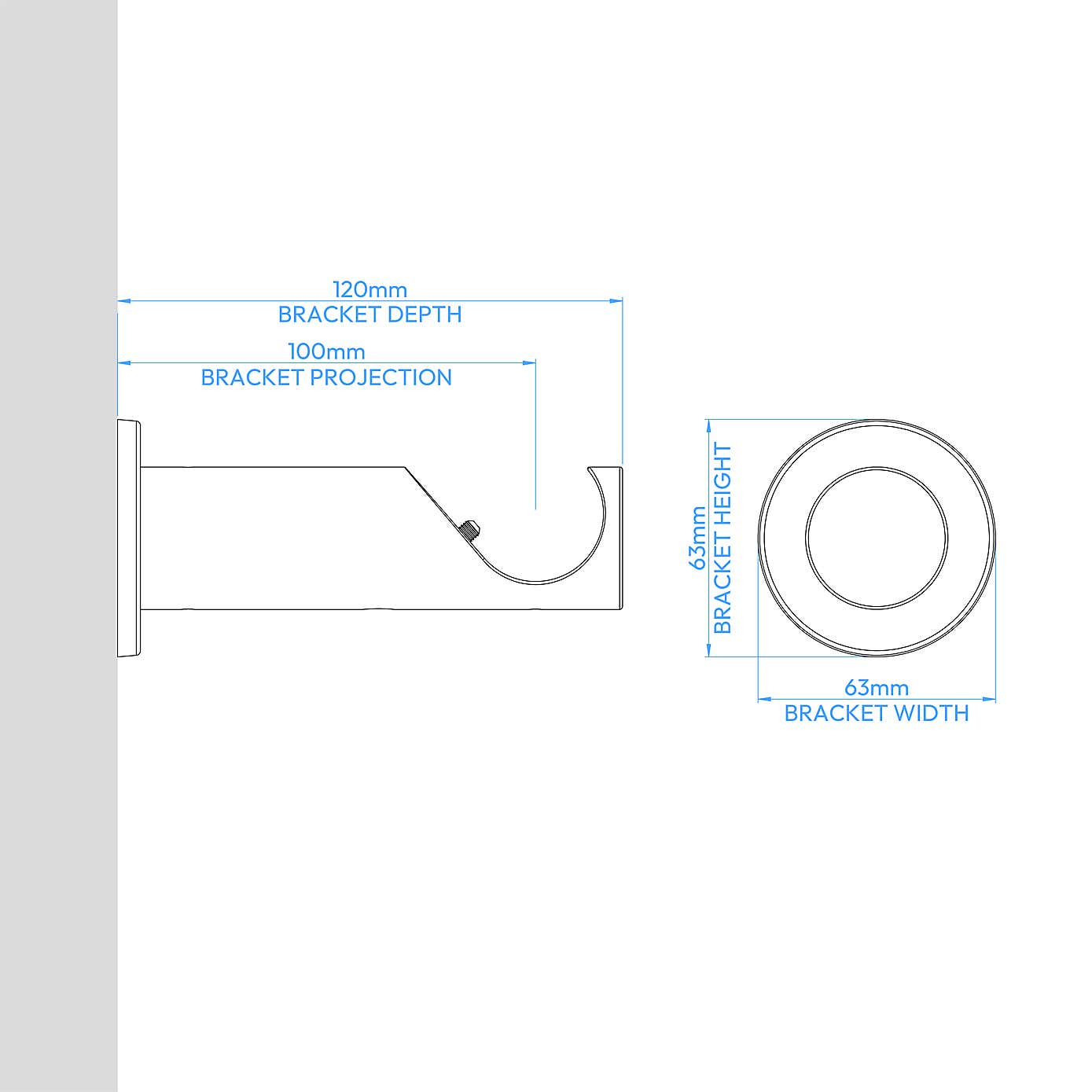 Flush Trumpet Fixed Metal Curtain Pole