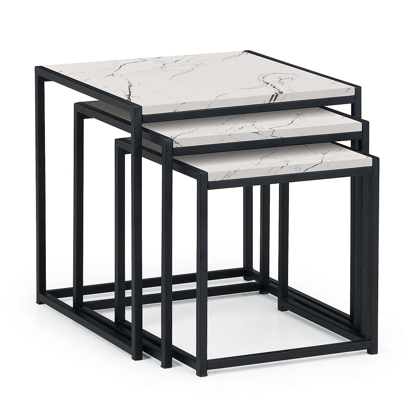 Tribeca White Marble Nest of 3 Tables
