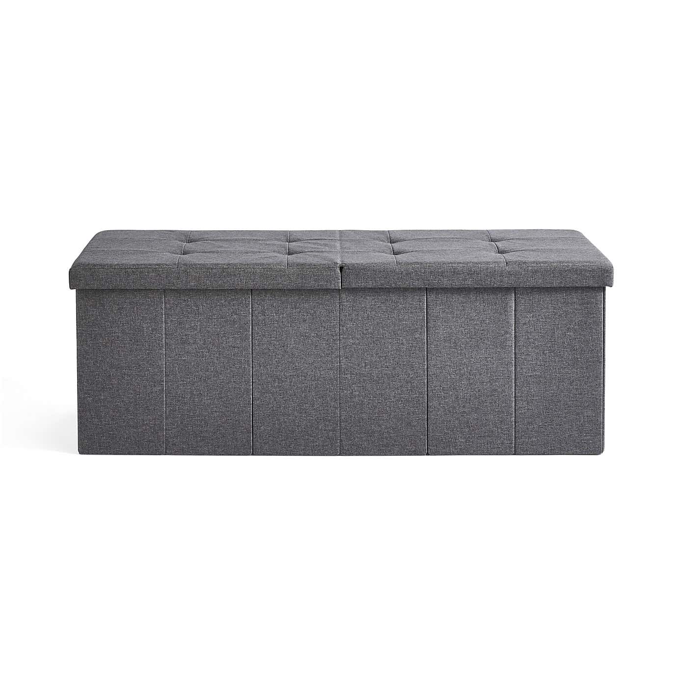 Faux Linen Bed End Ottoman