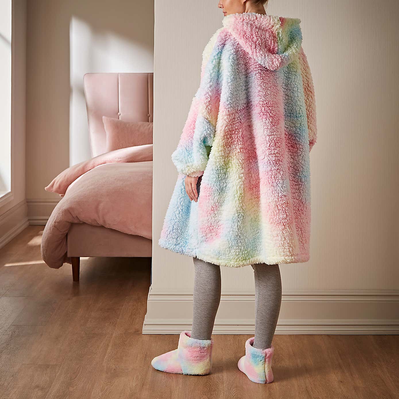 Printed Rainbow Fleece Oversized Blanket Hoodie