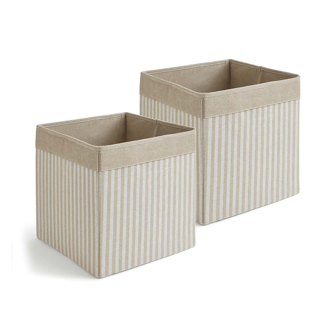 Set of 2 Striped Foldable Storage Boxes