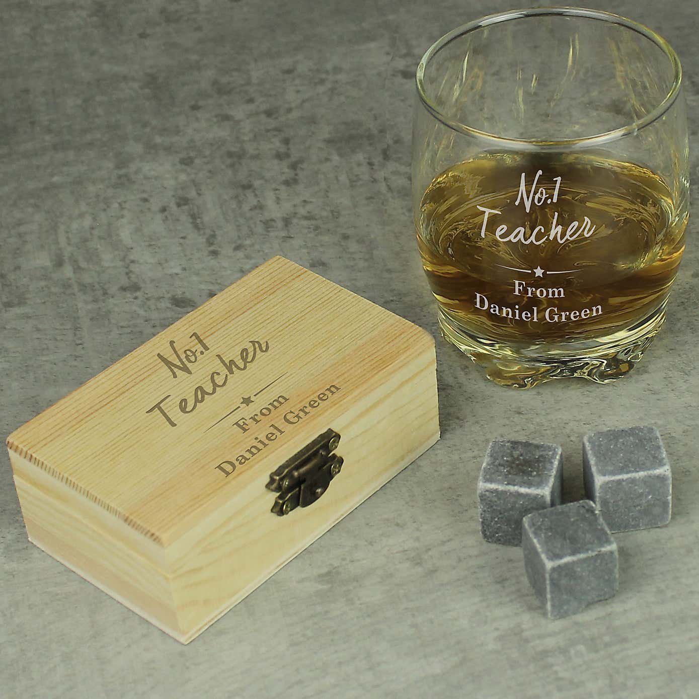 Personalised No.1 Cooling Stones and Glass Set