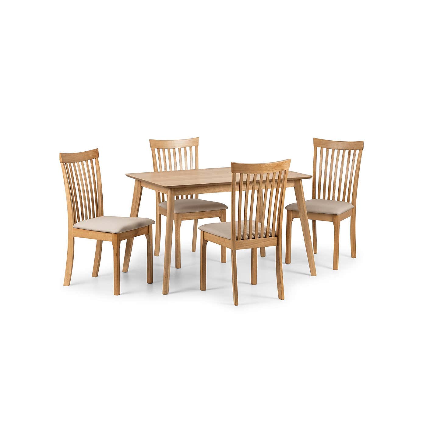 Boden Rectangular Oak Veneer Dining Table with 4 Ibsen Dining Chairs