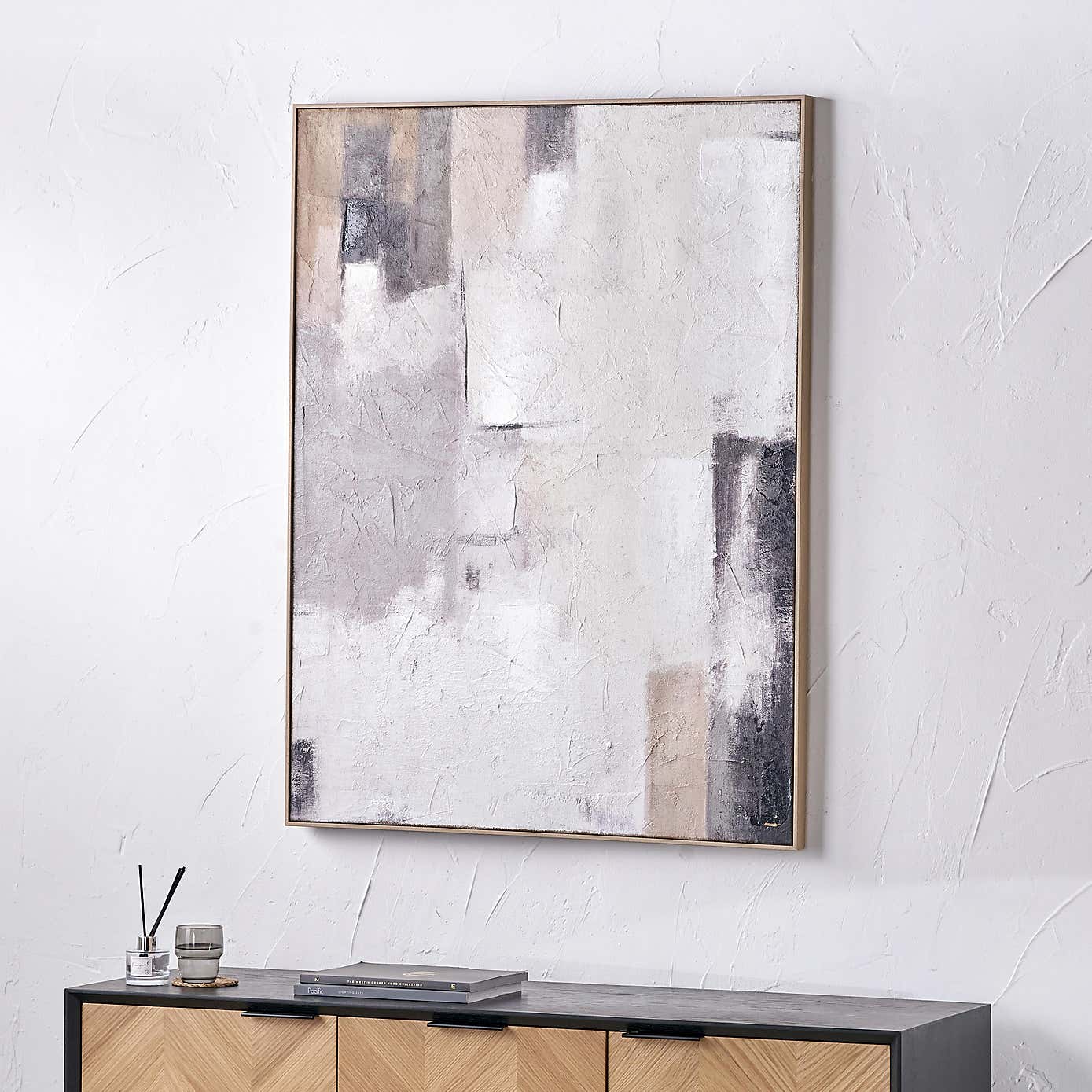 Natural & Grey Abstract Framed Canvas