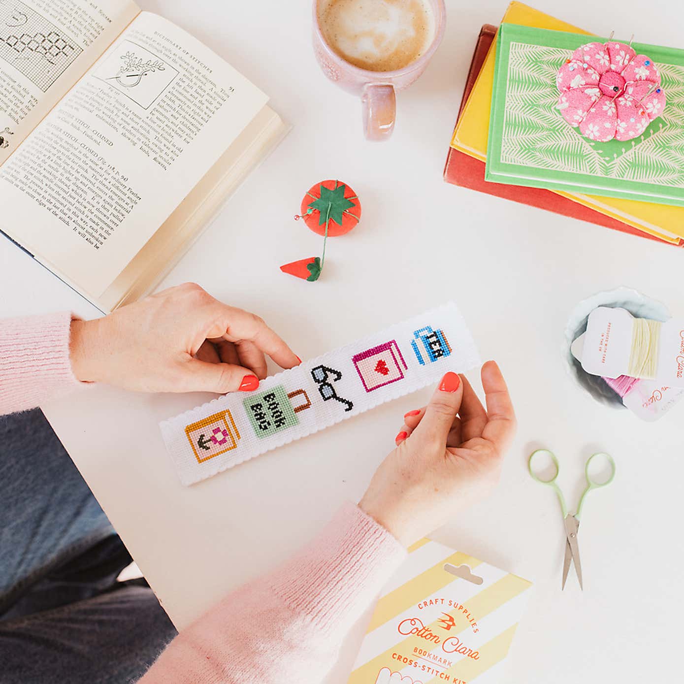 Cotton Clara Bookish Bookmark Cross Stitch Kit