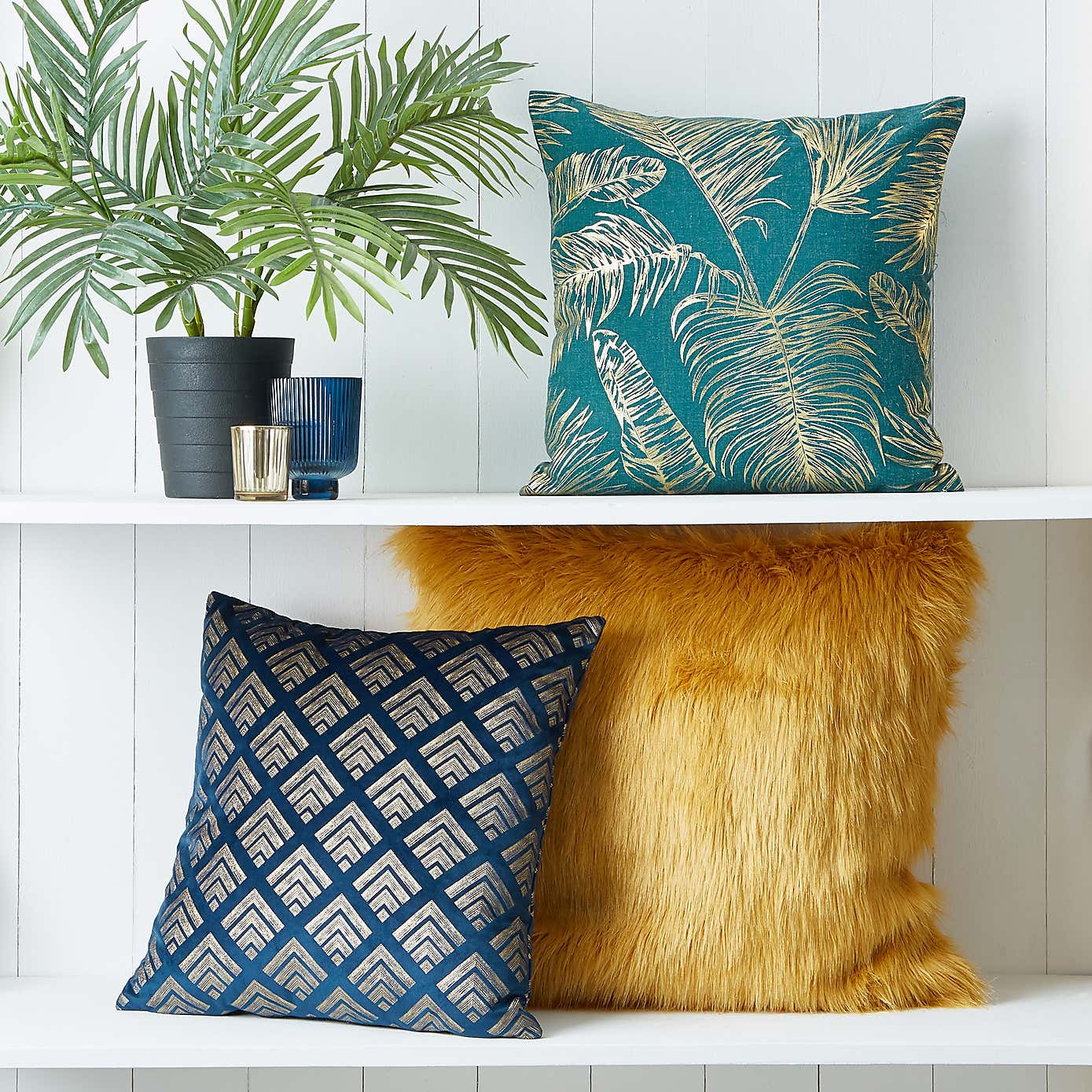 Velvet Geo Foil Navy Cushion Cover