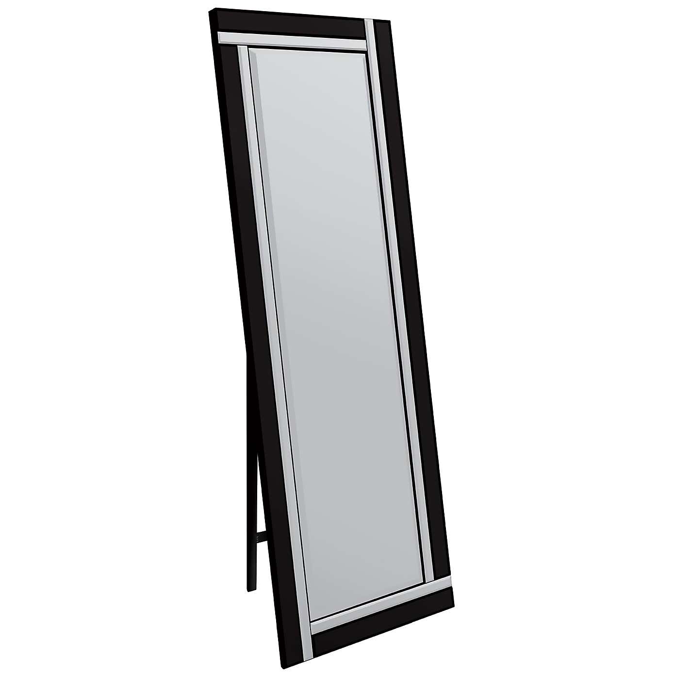 Black Double Bevelled Rectangle Full Length Free Standing Cheval Mirror