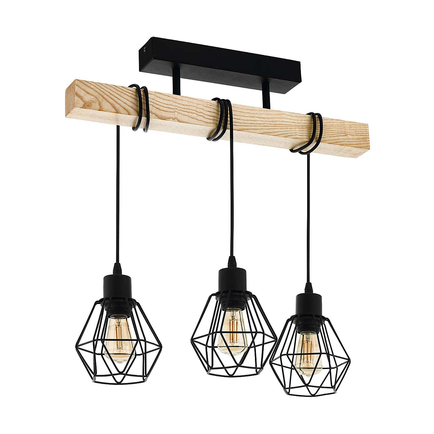 EGLO Townshend 5 3-Light Industrial Ceiling Light